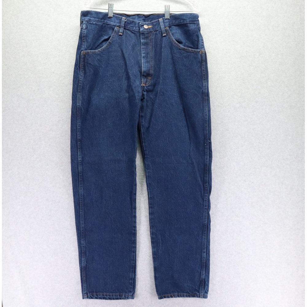 Rustler Jeans Mens 34x32 Regular Fit Straight Leg Western Cotton Denim Blue